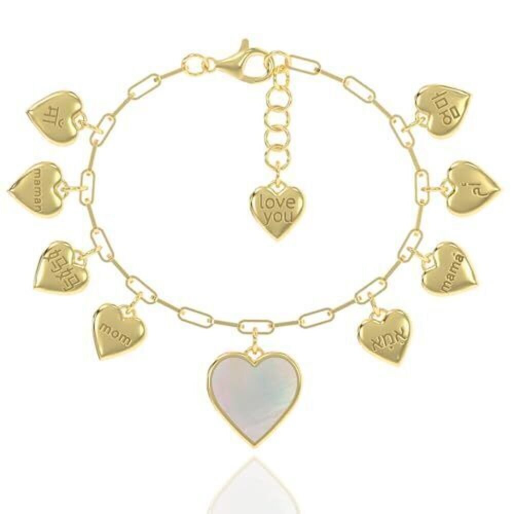 2566 Mothers Day Bracelet Gift for Mom in 8 Languages - Authentic 18K Gold